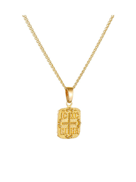 Kritsimis Pendant Kids Talisman Double Sided with Chain Constantine from Gold 9K 32MK5006-2745