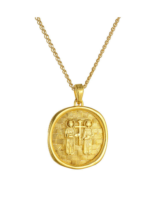 Kritsimis Pendant Kids Talisman Double Sided with Chain Constantine from Gold 14K 52RK6322-2842