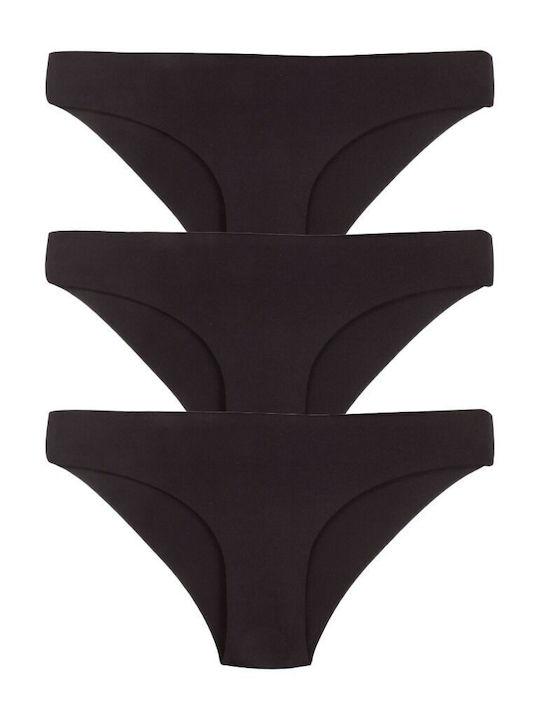 Γυναικεία Slip 3Pack χωρίς Ραφές Μαύρο