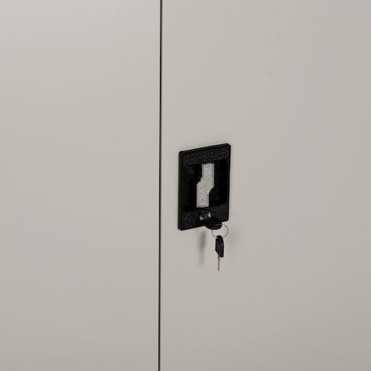 Doppelflügeliger Metallischer Außenschrank mit Verriegelungsfunktion mit Trennwand & 1 Regal 90x40x100cm