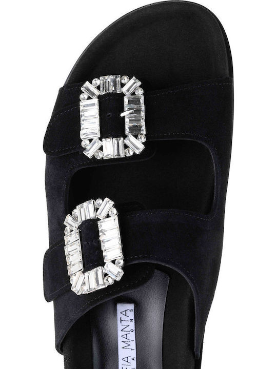 Women's Flat Sandals in Black Color