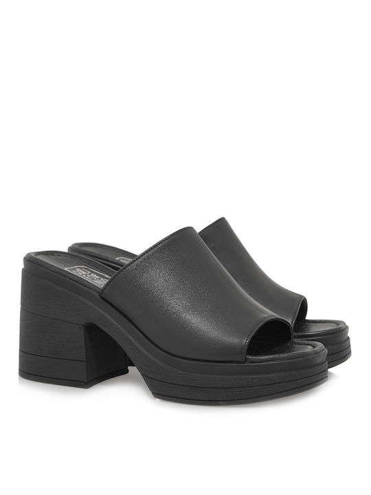 California Dream Piele Mules cu Mare Toc în Negru Culoare