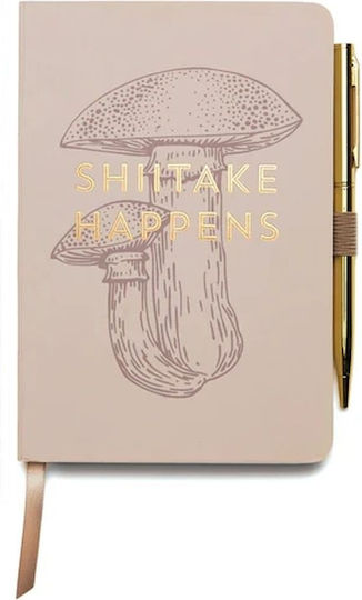 Designworks Notebook B6 96 Sheets Ruled with Hard Cover and Pen Case Gold