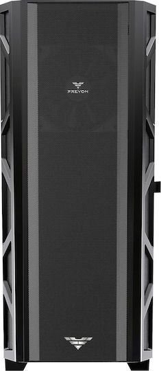 Preyon Nest Meshy Gaming Midi-Turm Computergehäuse mit Seitenfenster Schwarz