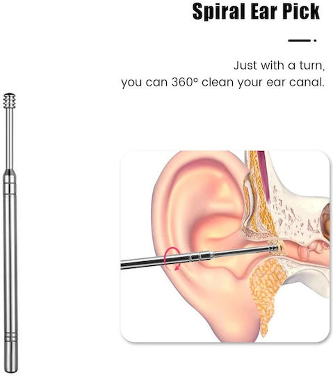 Set 6 Tools Ear Cleaning Care Hygiene Dermatological Steel Grey Original Deals