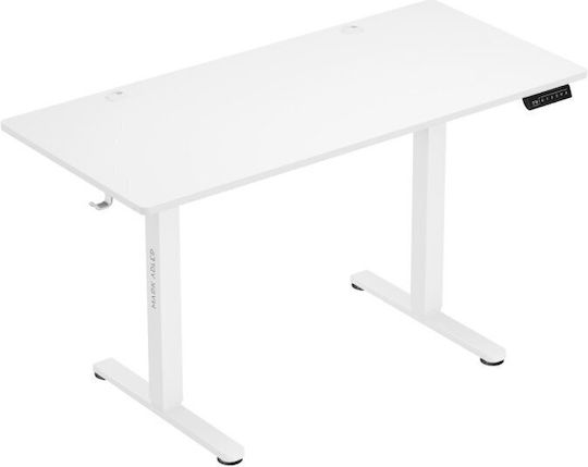 Ηλεκτρικό Γραφείο Leader 7.0 Ξύλινο White με Μεταλλικά Πόδια & USB θύρες 120x60x72εκ.