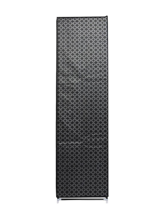 Saska Garden Fabric Wardrobe with Zipper and Shelves in Black Color 88x46x170cm