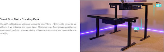 Γραφείο Gaming ERK-GD-I55-B με Ρυθμιζόμενο Ύψος & LED