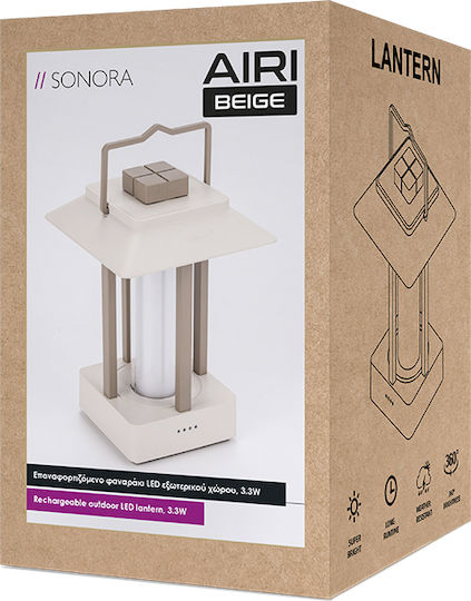 Sonora Sonora LED Wiederaufladbare Campinglaterne Wasserdicht mit Powerbank 125lm 3.3W Beige
