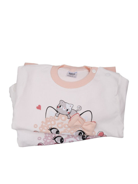 Papillon Kids Παιδική Πιτζάμα Χειμωνιάτικη Σομόν