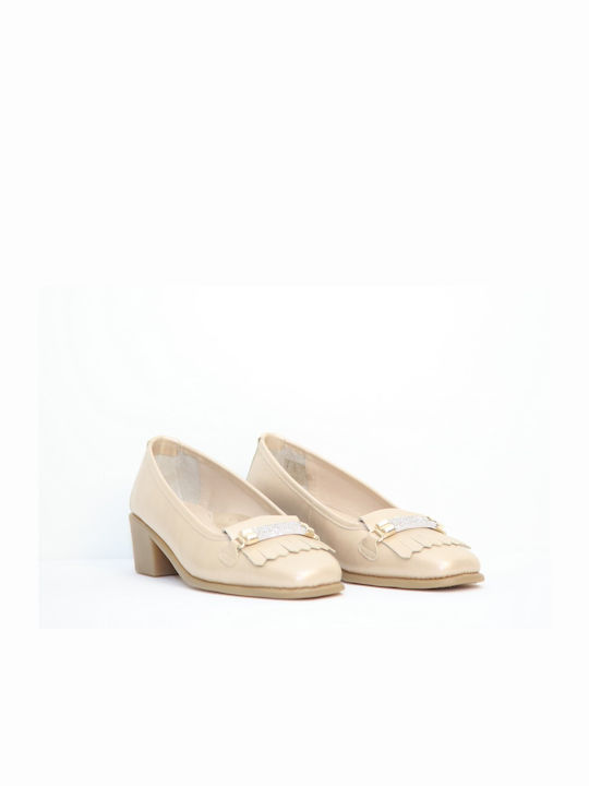 Relax Anatomic Leder Pumps mit flachem Absatz Goldene