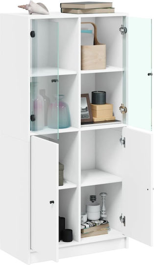 Living Room Display Cabinet made of Particle Board with Windowed White 68x37x142cm