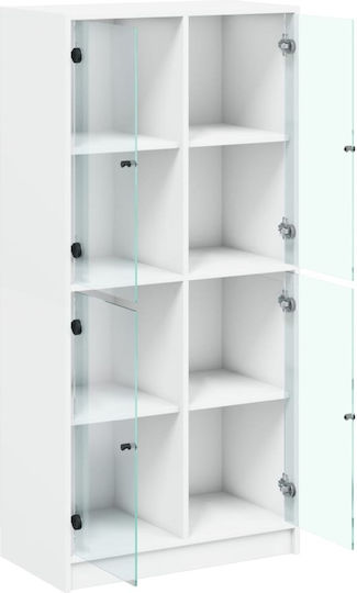 Vitrină Pentru Sufragerie Din Placă Din Lemn Agregat Cu Geam Alb 68x37x142cm