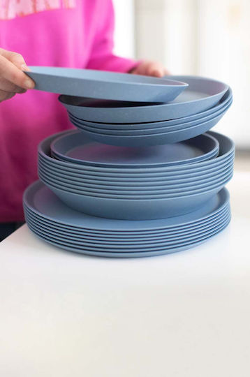 Koziol Servierteller Untiefe Kunststoff Blau mit Durchmesser 24cm 4Stück