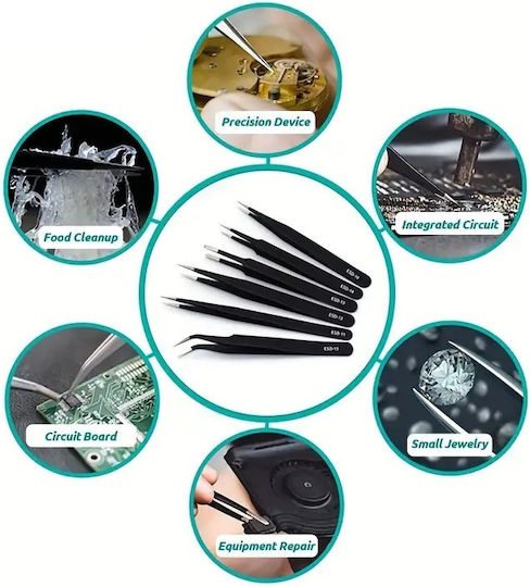 Set Pensete de Precizie 6 Buc Anti-statice