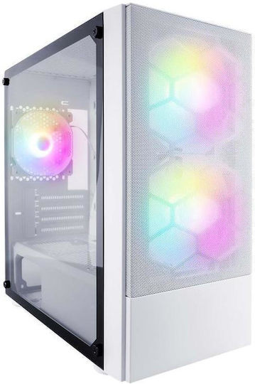 1STPLAYER X4-M Gaming Midi Tower Κουτί Υπολογιστή με Πλαϊνό Παράθυρο και RGB Φωτισμό Λευκό