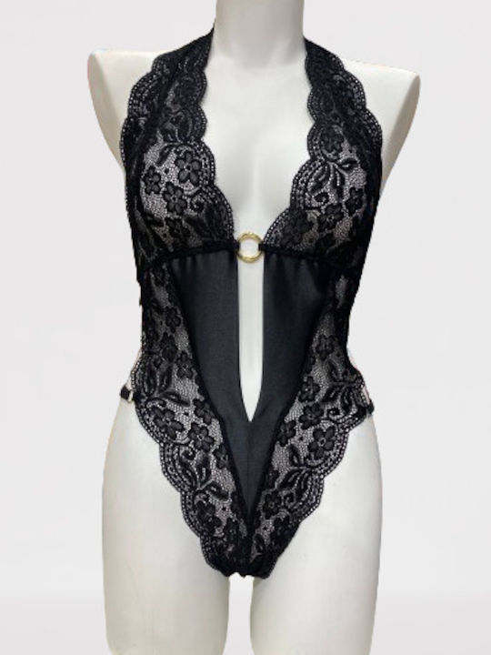 Frauen Bodysuit mit Spitze Schwarz