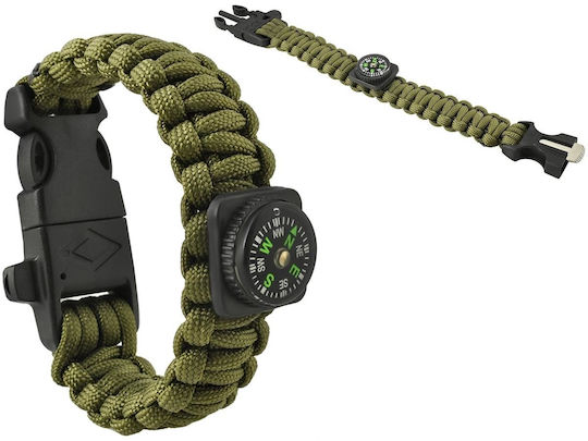 Survival Kit Bracelet with Compass Green