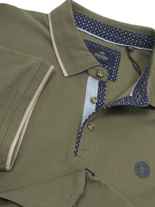 Double Bluza Bărbătească cu Mânecă Scurtă Polo Olive