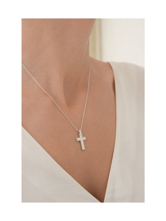 Kritsimis Damen Weißgold Kreuz 14K mit Kette