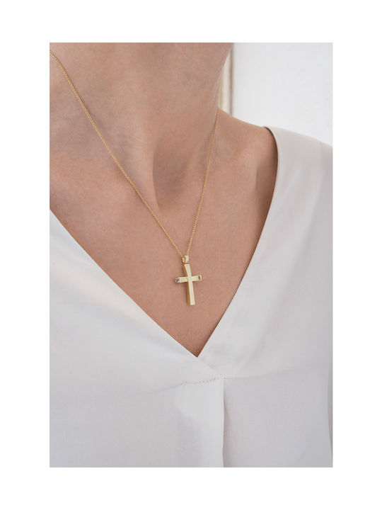 Kritsimis Damen Gold Kreuz 14K mit Kette