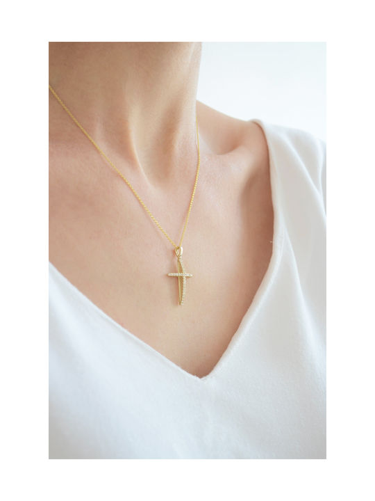 Kritsimis Damen Gold Kreuz 14K mit Kette