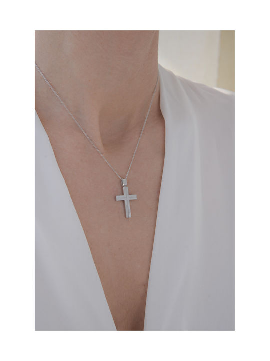 Kritsimis Women's White Gold Cross 14K with Chain