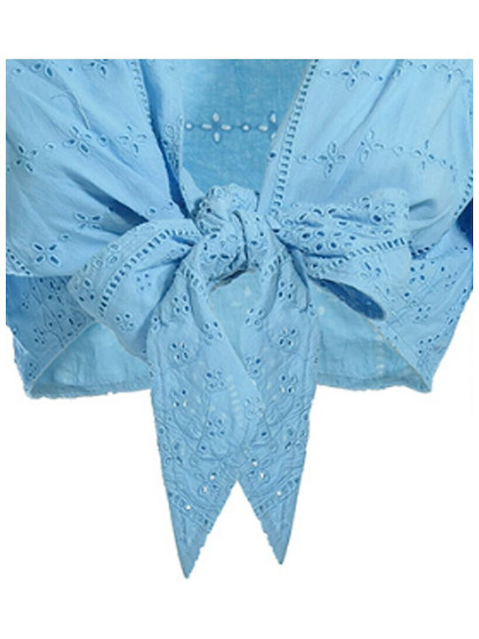 Ble Resort Collection Women's Blouse Cotton Long Sleeve Blue