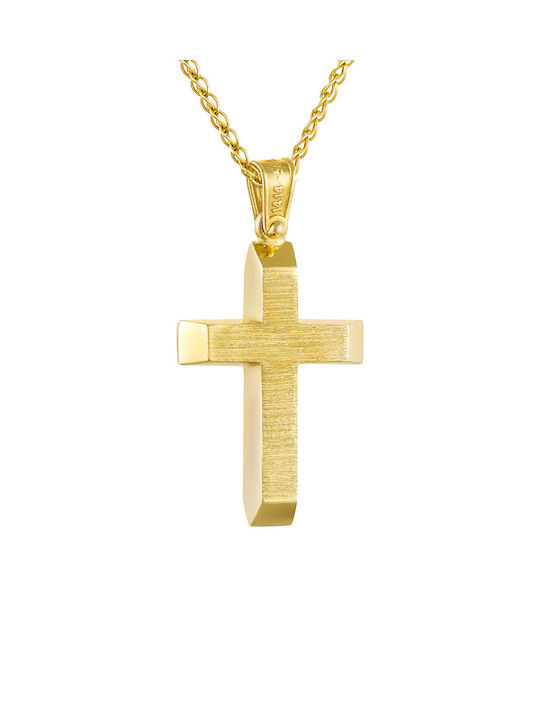 Kritsimis Damen Gold Kreuz 14K Beidseitig mit Kette