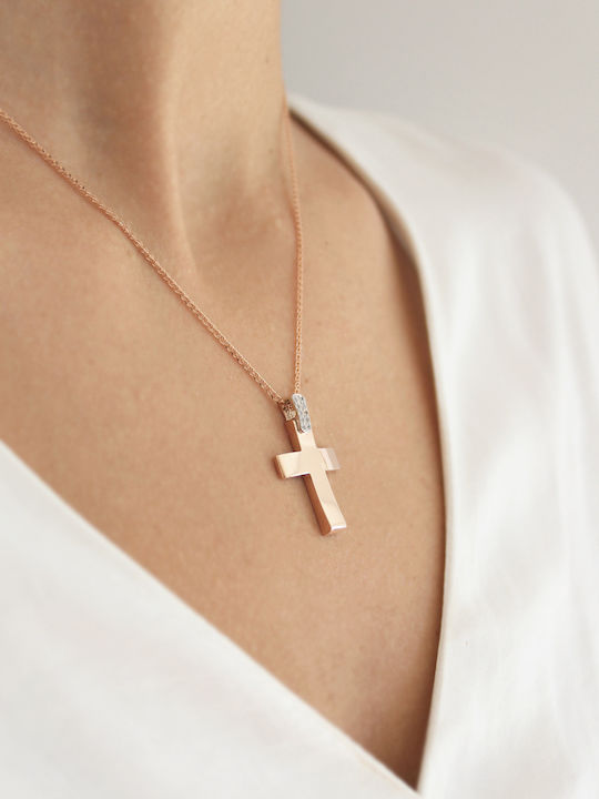 Women's Rose Gold Plated Cross with Chain