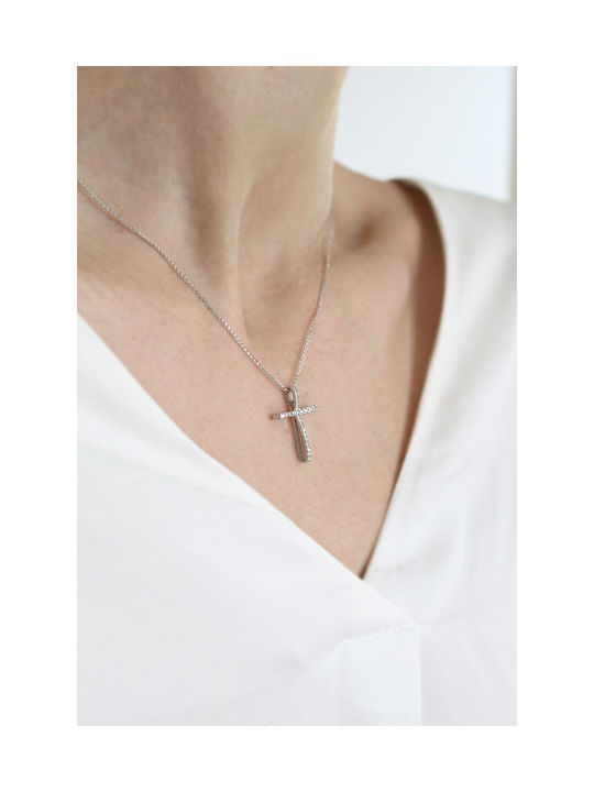 Kritsimis Women's White Gold Cross 14K with Chain