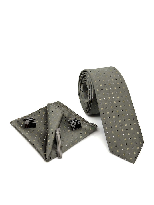 Legend Accessories Men's Tie Set Printed in Khaki Color