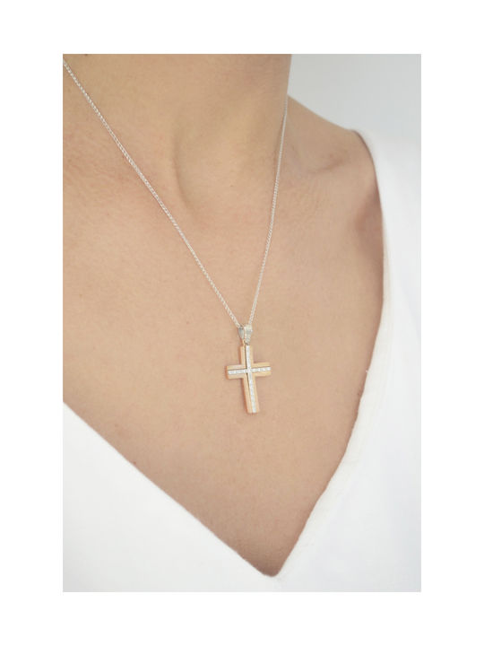 Kritsimis Women's Rose Gold Plated Cross with Chain