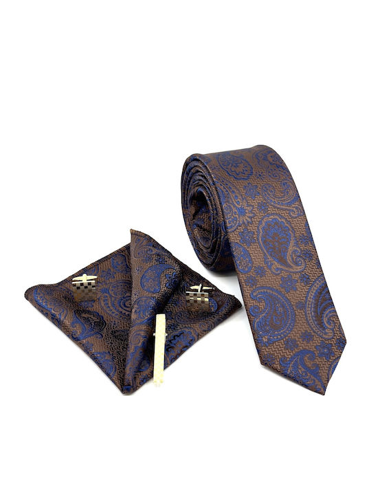 Legend Accessories Set de Cravată pentru Bărbați Tipărit în Culorea Maro