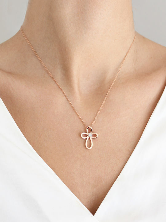 Kritsimis Crucifix Roz De Aur Pentru Femei 14K Cu Lanț
