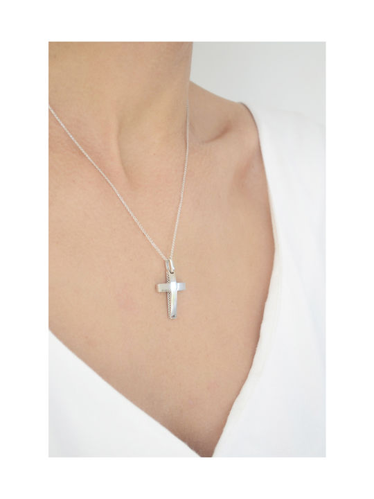 Kritsimis Damen Weißgold Kreuz 14K mit Kette