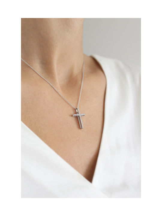 Kritsimis Damen Weißgold Kreuz 14K mit Kette