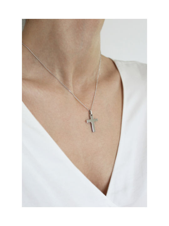 Kritsimis White Gold Cross 14K with Chain