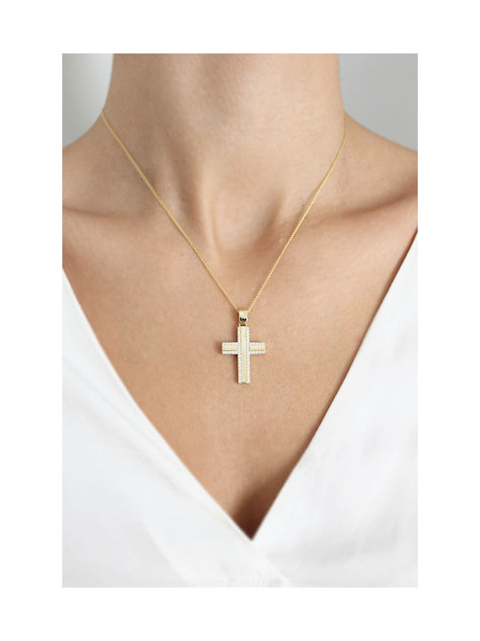 Kritsimis Damen Gold Kreuz 14K mit Kette