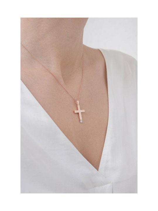 Kritsimis Damen Rosé Vergoldet Kreuz mit Kette