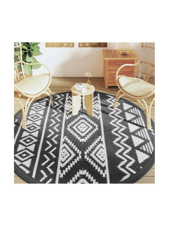 vidaXL Rug Outdoor Round Black