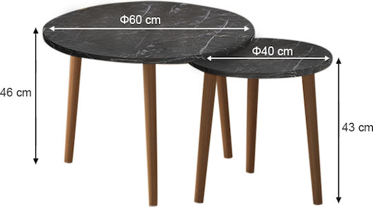 Rund Couchtisch Roma Holz Black 2Stück B60xT60xH46cm