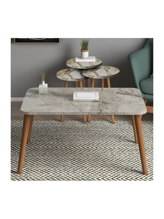 Masa Centrală Rectangulară Soul Din Lemn Bej 4 Bucăți L90xL55xÎ43cm