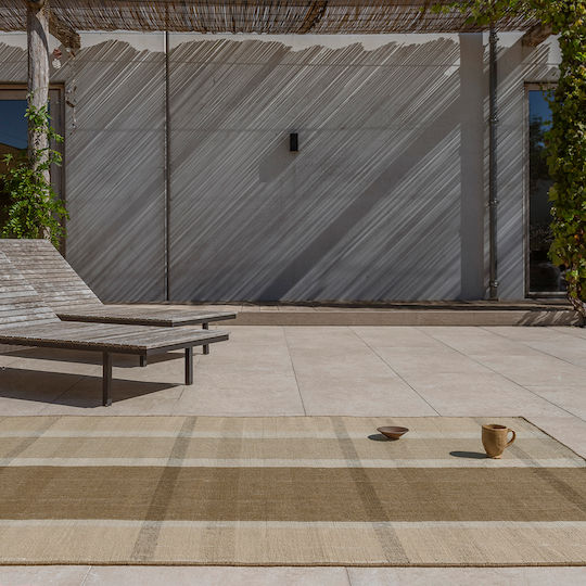 Brink & Campman Zona Block Stripe Lucrat manual Covor De exterior Rectangular Cashew
