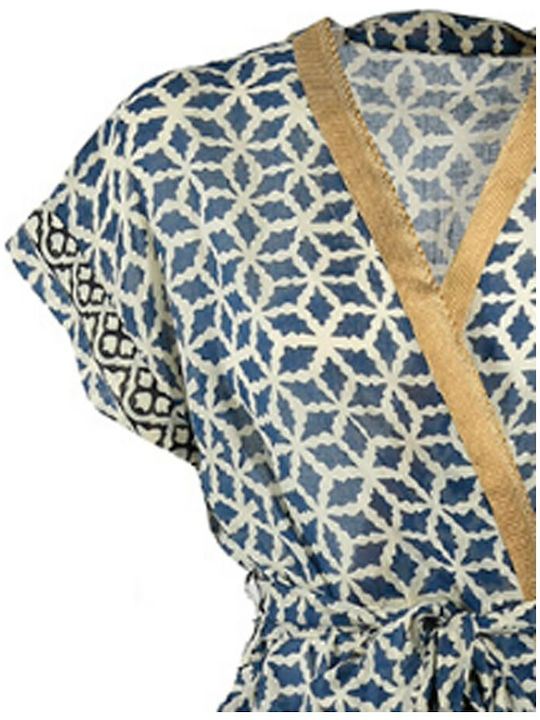 Ble Resort Collection Women's Maxi Kimono Beachwear Blue/green
