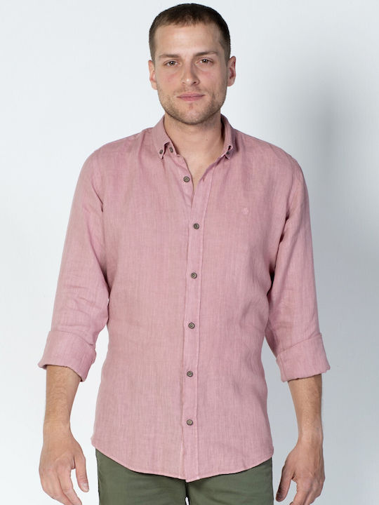 Dors Men's Shirt Linen Pink