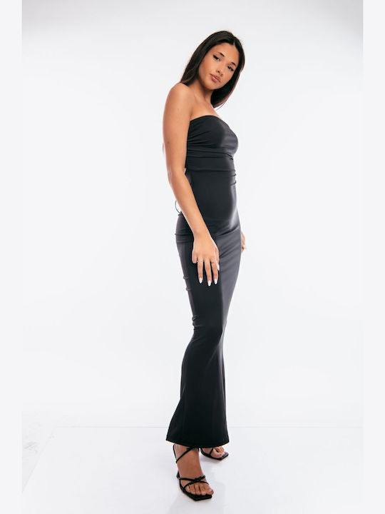Summer Evening Strapless Black Dress