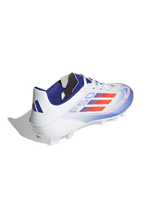 Adidas F50 Club FxG Low Football Shoes with Cleats Cloud White / Solar Red / Lucid Blue