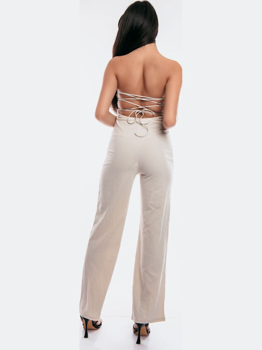 Γυναικεία Strapless Ολόσωμη Φόρμα Μπεζ
