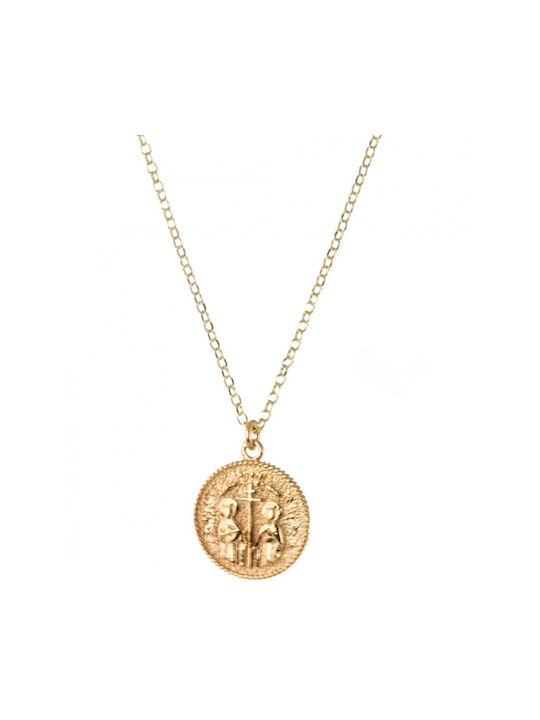 Necklace Constantine Amulet from Gold Plated Silver with Zircon